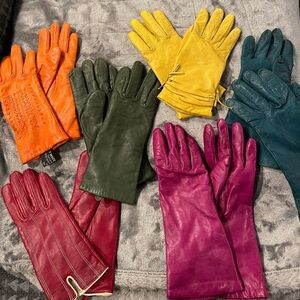 Lot of 6 colorful leather gloves made in Italy
